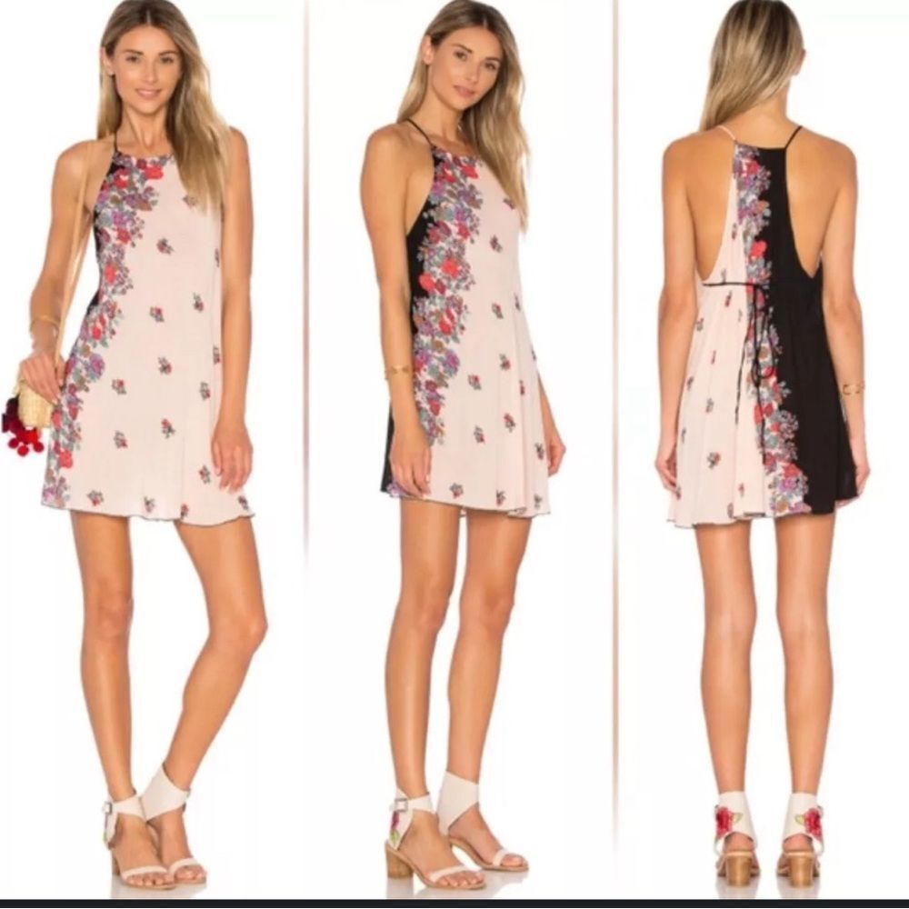 Free People Intimately It's A Cinch" Floral Tie Back Slip Dress Size Small Boho
